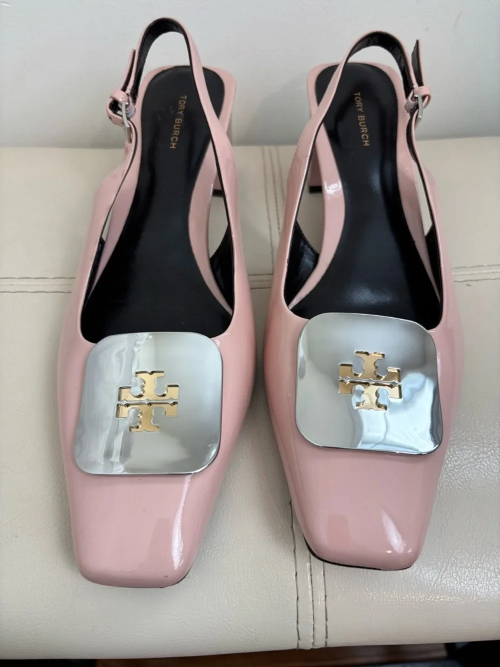 Tory Burch Georgia Slingback Pumps In Pink Patent Leather Size 9M